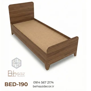 تخت‌خواب یک‌نفره چوبی مینیمال و اسپرت | مدل BED-190 (طرح گردویی)